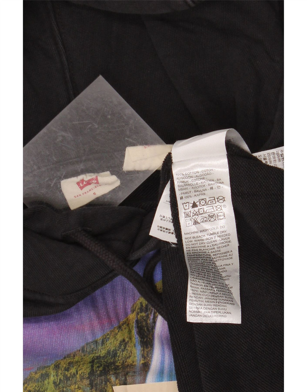 LEVI'S Felpa con cappuccio grafica da uomo vestibilità ampia, piccola, in cotone nero