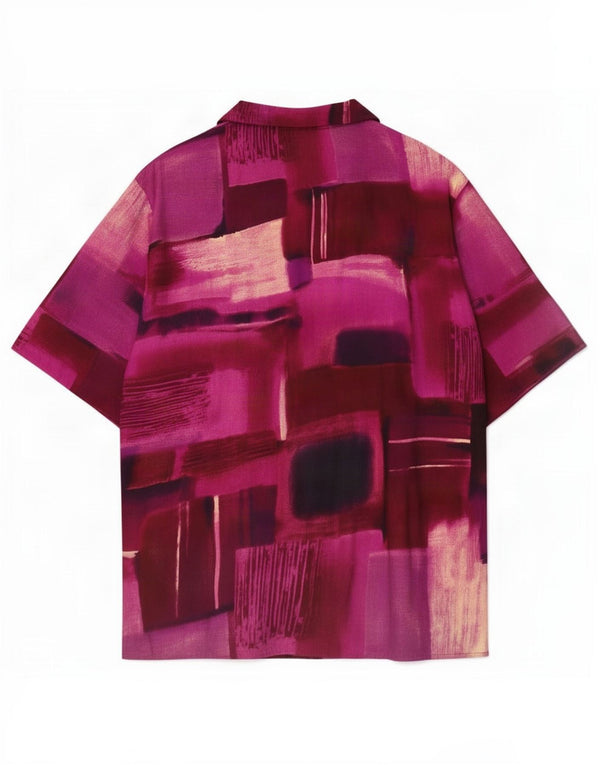 Camicia a maniche corte da donna Biaggini EU 44 XL Bordeaux geometrica