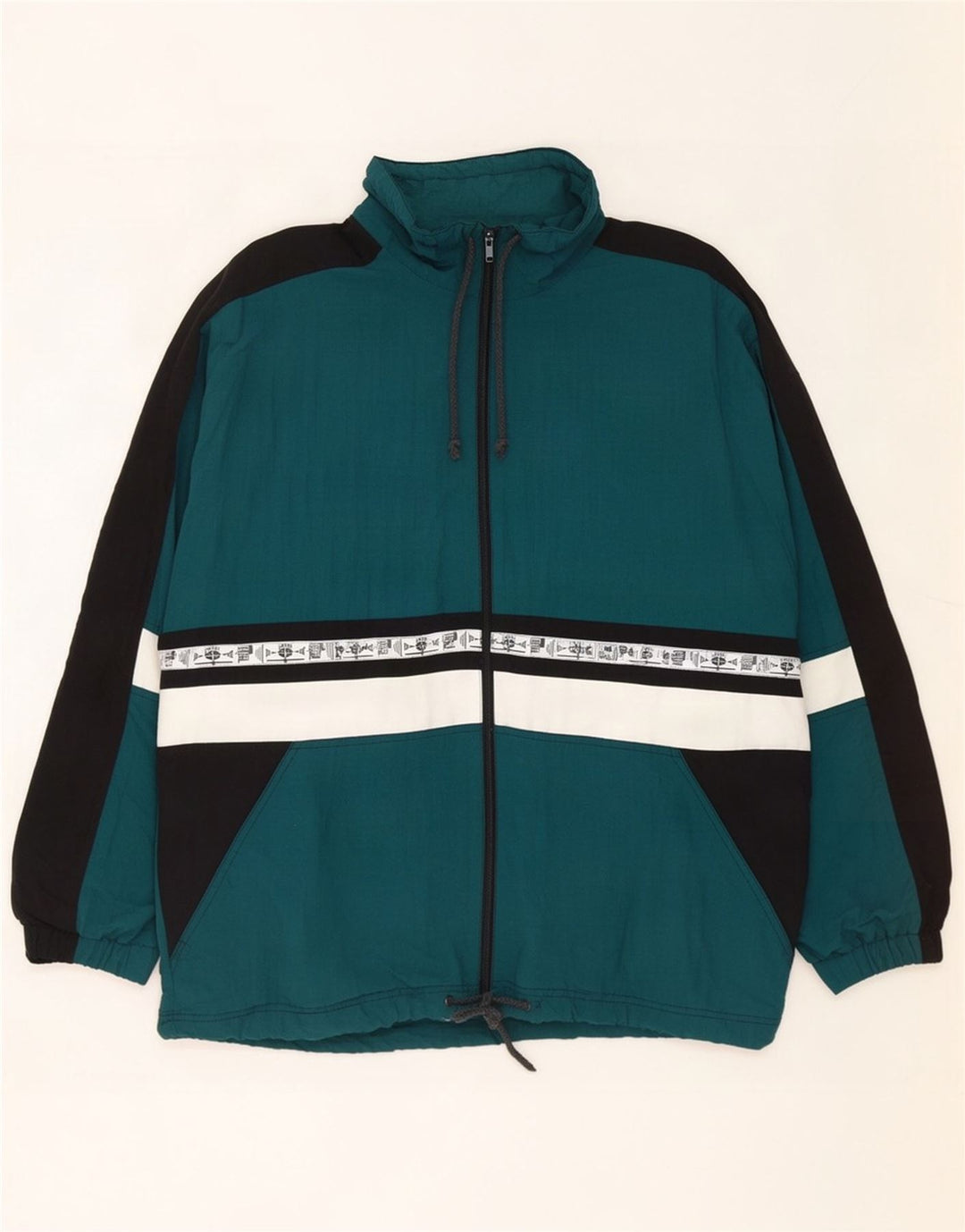 Giacca antipioggia grafica da uomo Crane UK 40 Large Verde Nylon colorblock