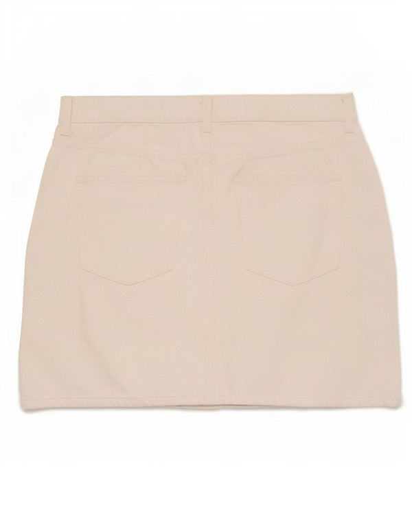 Mini gonna in denim da donna Marks & Spencer UK 14 grande W32 cotone bianco