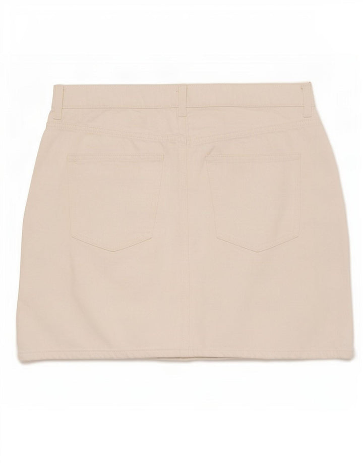 Mini gonna in denim da donna Marks & Spencer UK 14 grande W32 cotone bianco