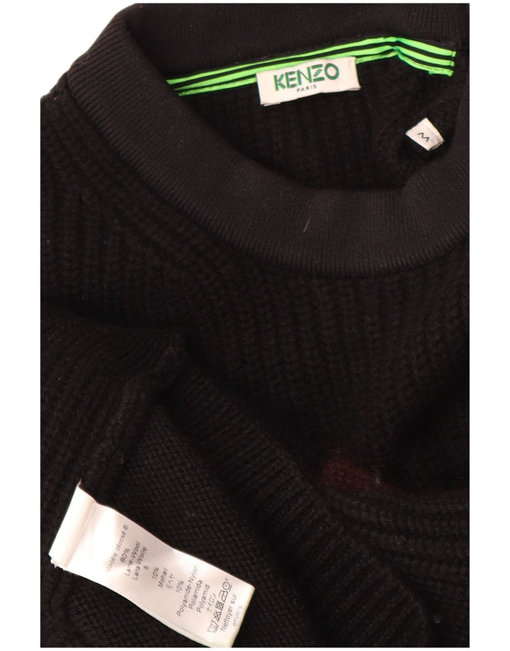 Maglione Kenzo da uomo girocollo in lana color block medio nero