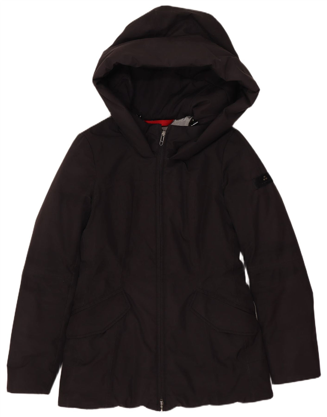 PEUTEREY Giubbotto Imbottito con Cappuccio Donna IT 40 Small Nero Poliestere