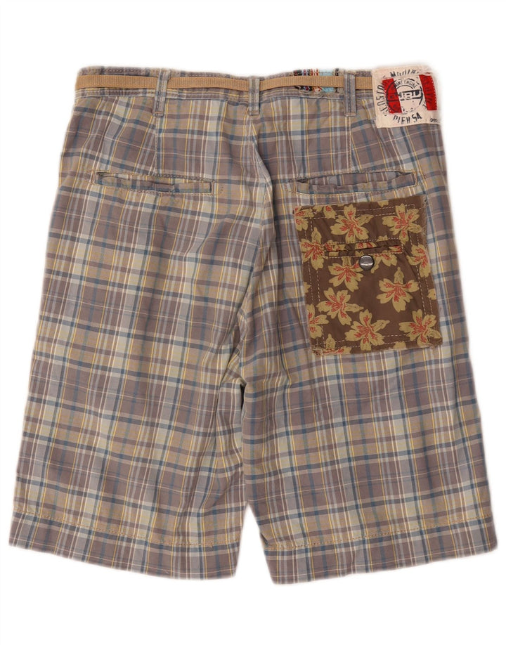 Pantaloncini chino da uomo Guru W30 in cotone a quadri blu medio