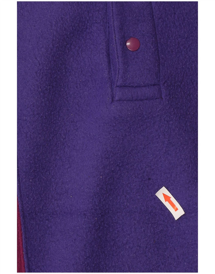 Maglione in pile vintage da uomo con collo a bottoni, piccolo multicolore a blocchi di colore