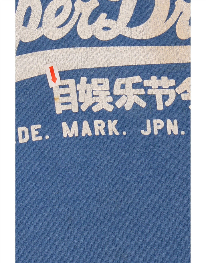 Felpa con cappuccio grafica da uomo Superdry grande in cotone blu