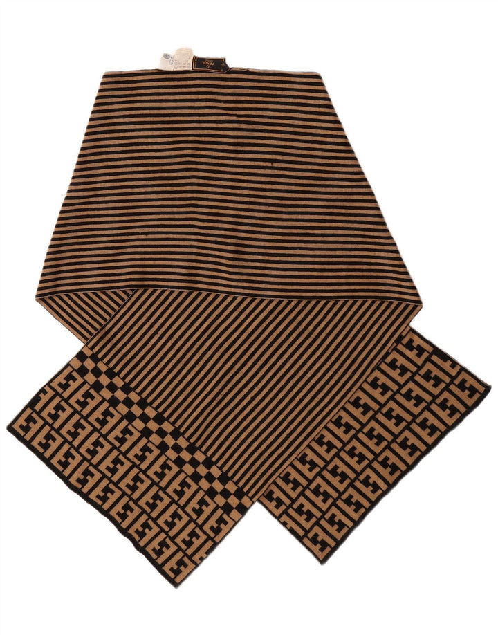 Scialle da donna Fendi IT 42 Designer in lana merino a righe beige medio