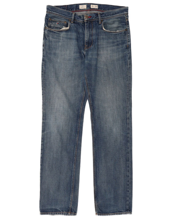 TOMMY HILFIGER Jeans dritti Mercer vestibilità regolare da uomo W34 L34 cotone blu