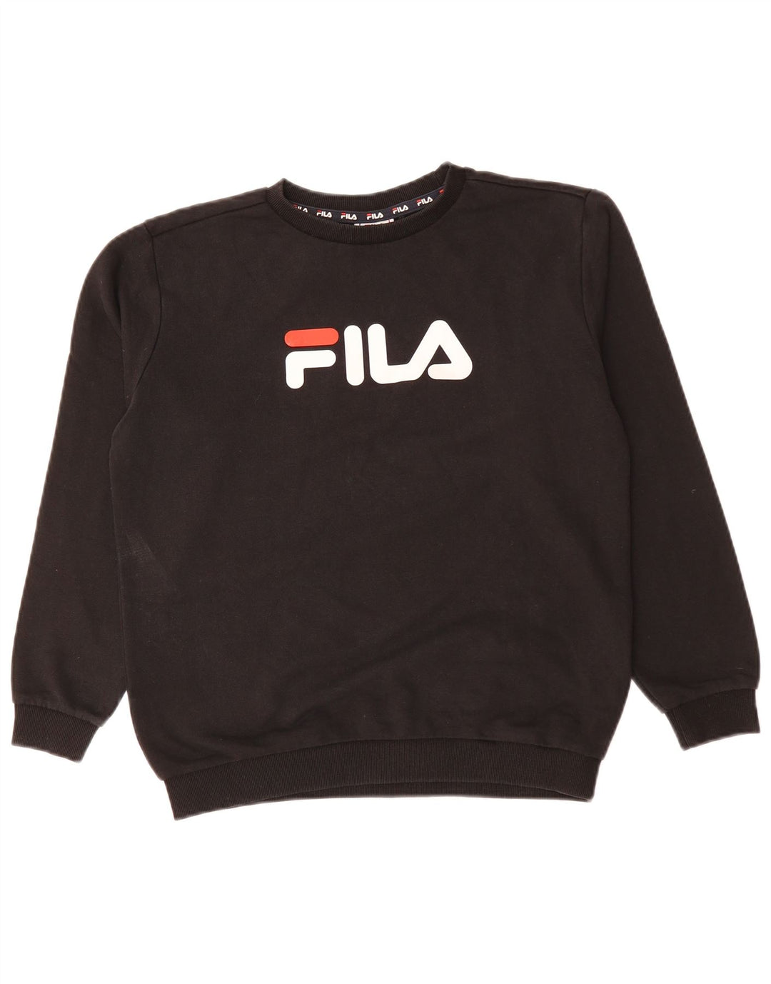 FILA Boys Graphic Sweatshirt Jumper 13-14 Years Black Cotton