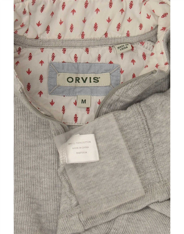 Felpa da donna con collo con zip Orvis, maglione, UK 14, cotone grigio medio