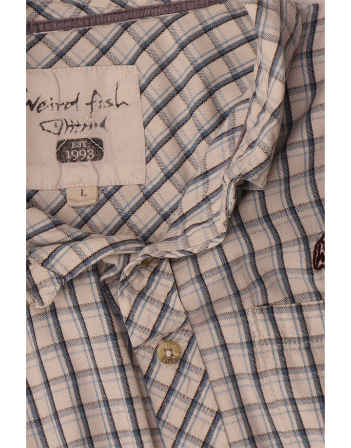 Camicia da uomo Weird Fish, cotone a quadri bianchi grandi