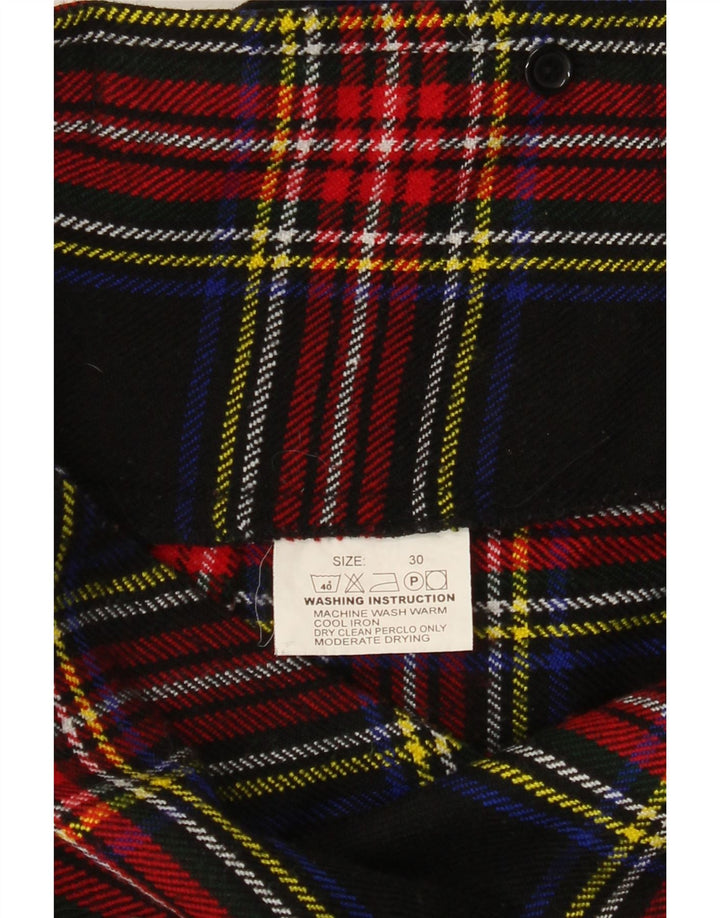 Gonna mini avvolgente da donna vintage W30 acrilico scozzese medio blu navy