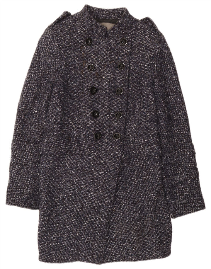 Cappotto doppiopetto da donna Zara UK 10 piccolo acetato chiazzato blu navy