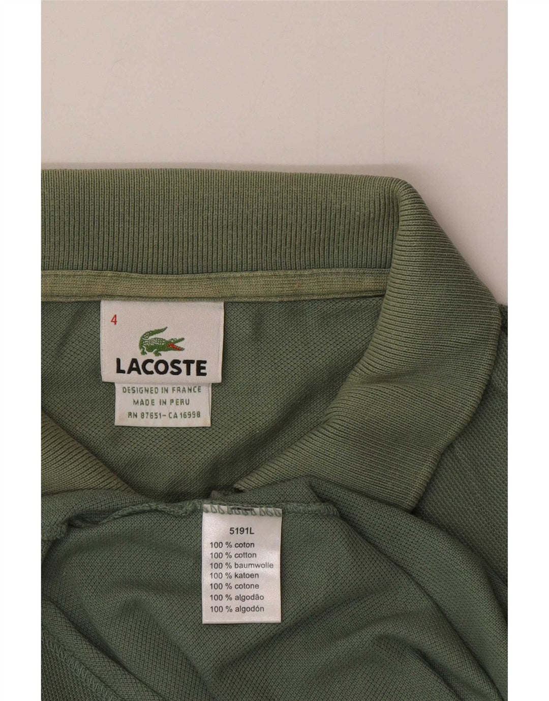 Polo da uomo Lacoste taglia 4 in cotone verde medio