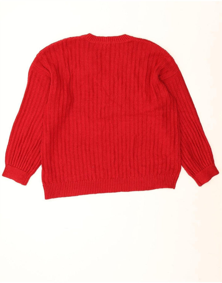 Maglione da donna con scollo a V Marks & Spencer UK 16 grande acrilico rosso