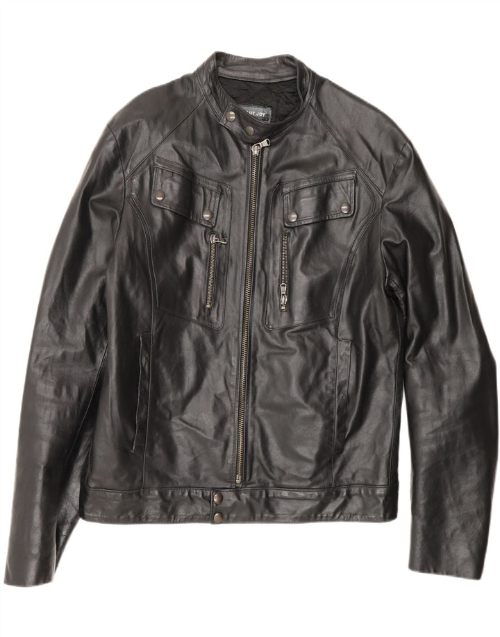 Giacca in pelle vintage da uomo UK 40 grande in pelle nera