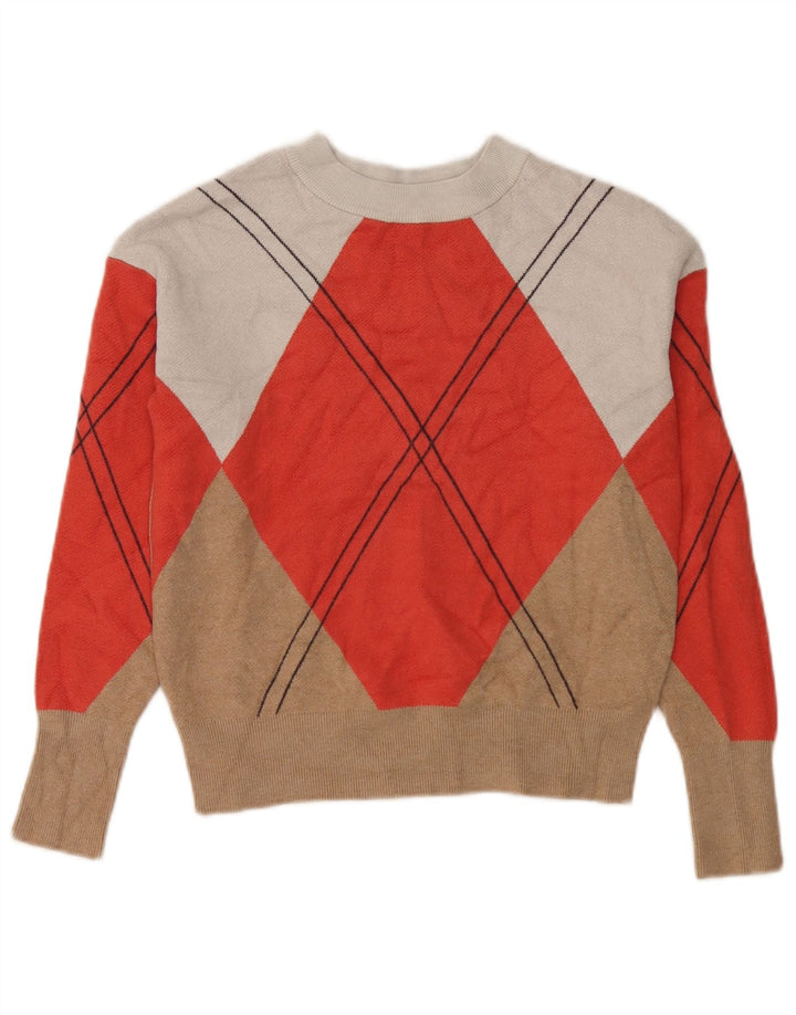 Maglione maglione girocollo corto da donna Marks & Spencer UK 10 piccolo multicolore