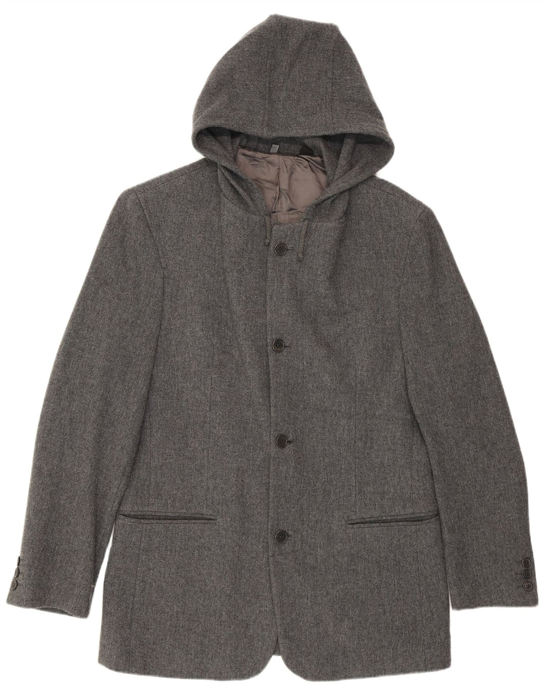 Giacca blazer con cappuccio a 4 bottoni Zara da uomo UK 38 in lana grigio medio