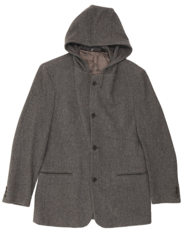Giacca blazer con cappuccio a 4 bottoni Zara da uomo UK 38 in lana grigio medio