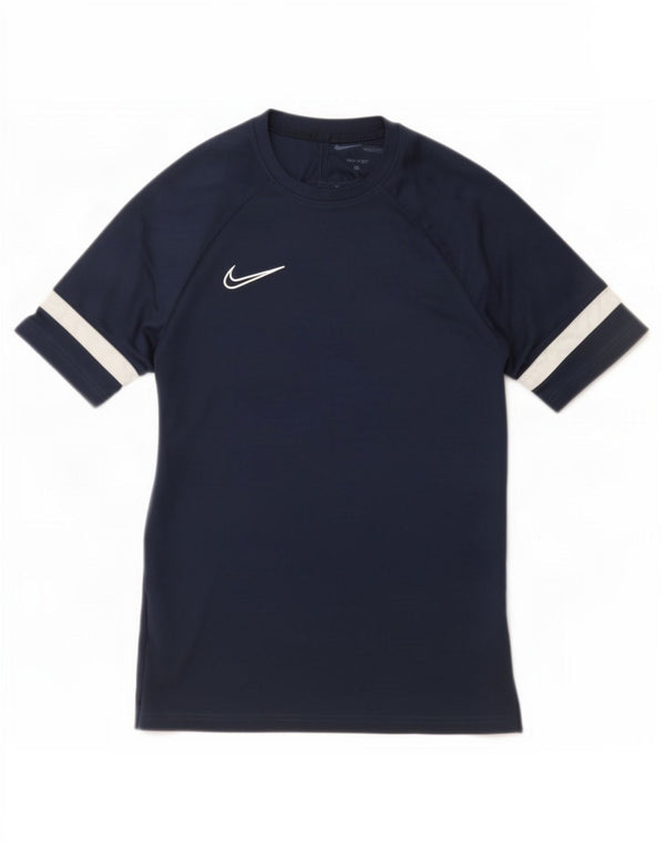 T-shirt Nike da uomo Dri Fit, top in poliestere color block medio blu navy