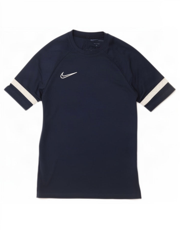 T-shirt Nike da uomo Dri Fit, top in poliestere color block medio blu navy