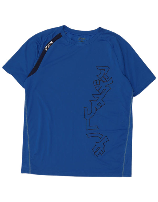 T-shirt grafica da uomo Asics Top in poliestere blu medio
