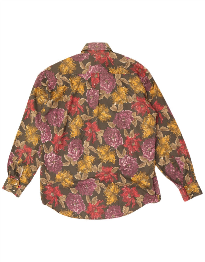 Camicia vintage da uomo ampia vestibilità piccola floreale multicolore