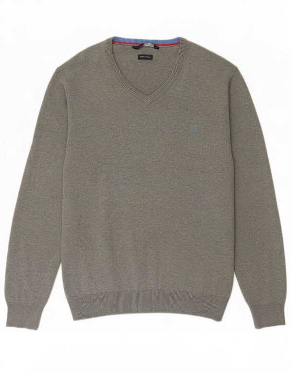 Maglione maglione con scollo a V da uomo J. Crew 2XL cotone grigio