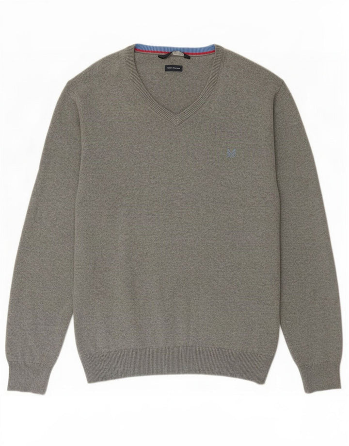 Maglione maglione con scollo a V da uomo J. Crew 2XL cotone grigio