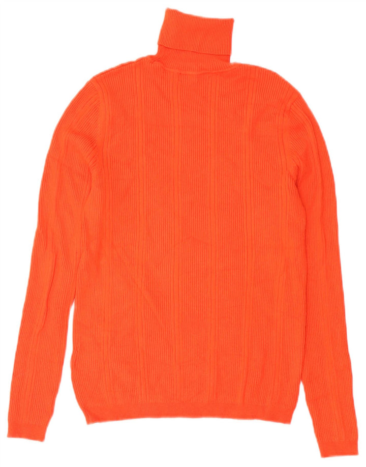 Maglione maglione a collo alto da donna Marks & Spencer UK 10 piccolo viscosa arancione