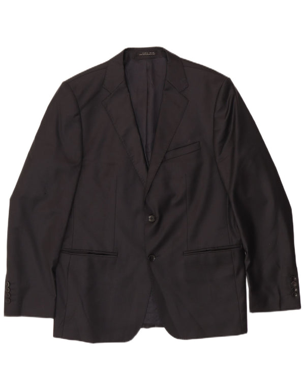 Zara Mens 2 Button Blazer Jacket EU 54 XL Black