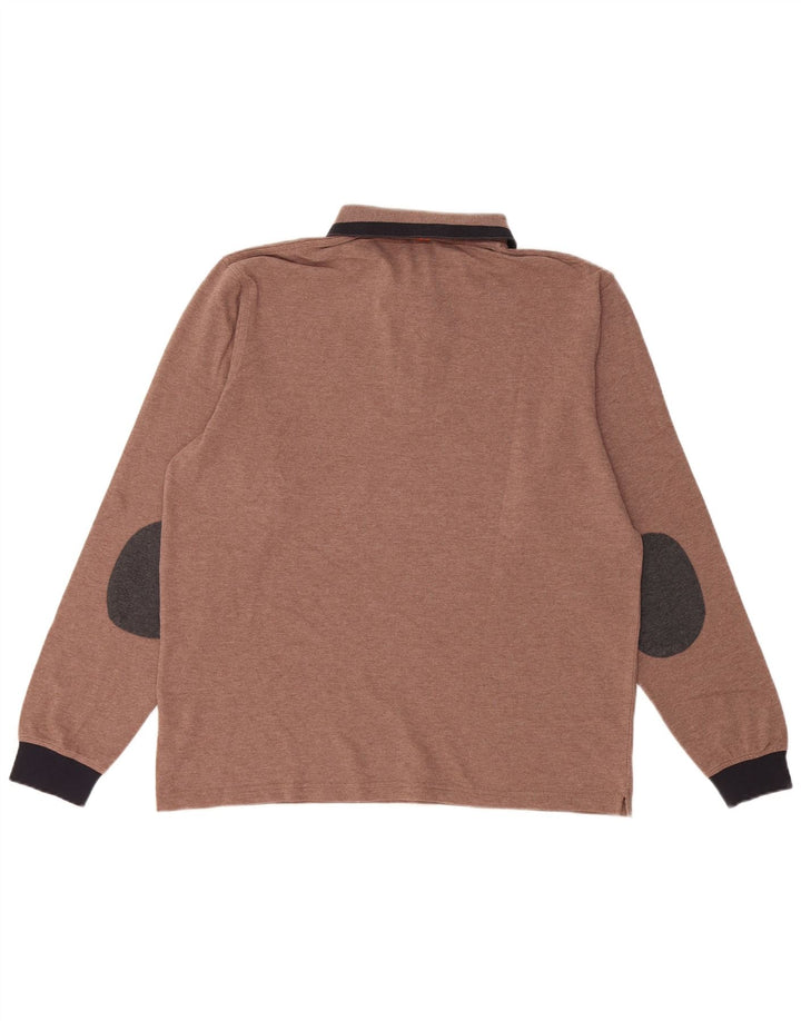 Polo da uomo Sun68 XL in cotone color block marrone