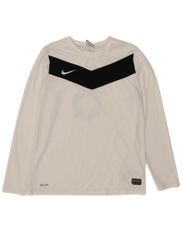 Top Nike da ragazzo Dri Fit Graphic manica lunga 13-14 anni XL bianco Colourblock