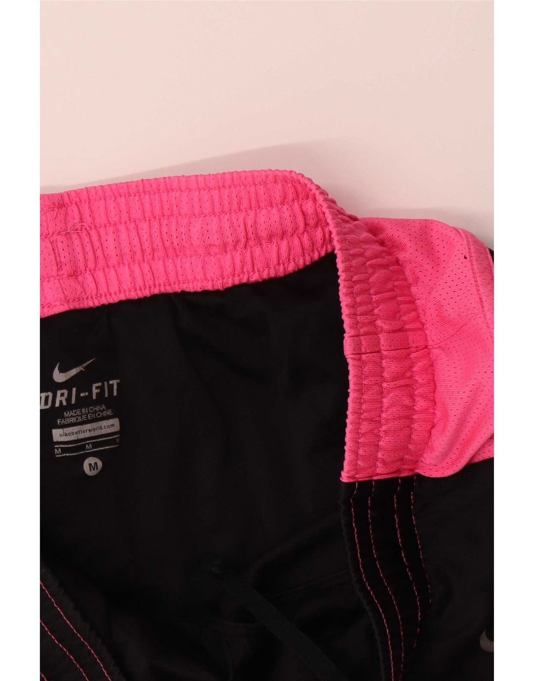 Pantaloncini sportivi Nike Dri Fit da donna UK 12 Medium Nero Colourblock Poliestere
