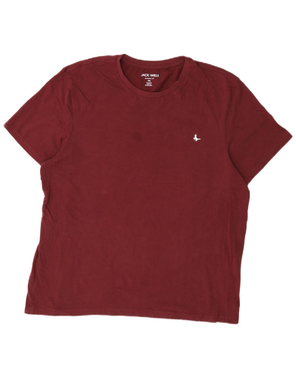 Jack Wills T-shirt da uomo vestibilità classica 2XL Borgogna Cotone