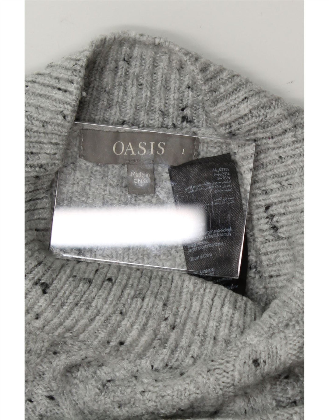 OASIS Womens Turtle Neck Jumper Sweater UK 16 Large Grey Flecked Acrylic Vintage Oasis and Second-Hand Oasis from Messina Hembry 