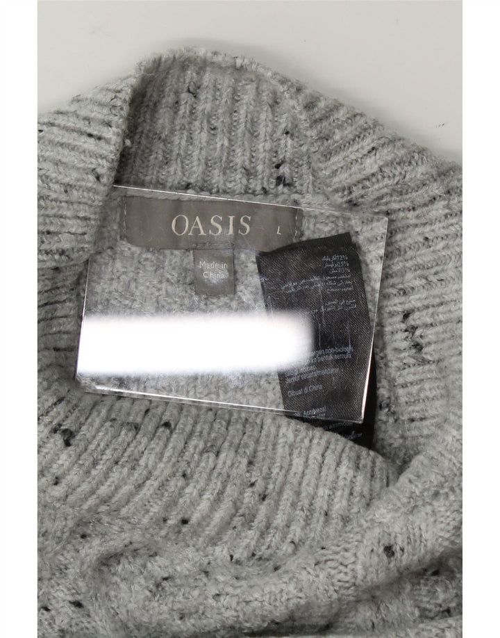 OASIS Womens Turtle Neck Jumper Sweater UK 16 Large Grey Flecked Acrylic Vintage Oasis and Second-Hand Oasis from Messina Hembry 
