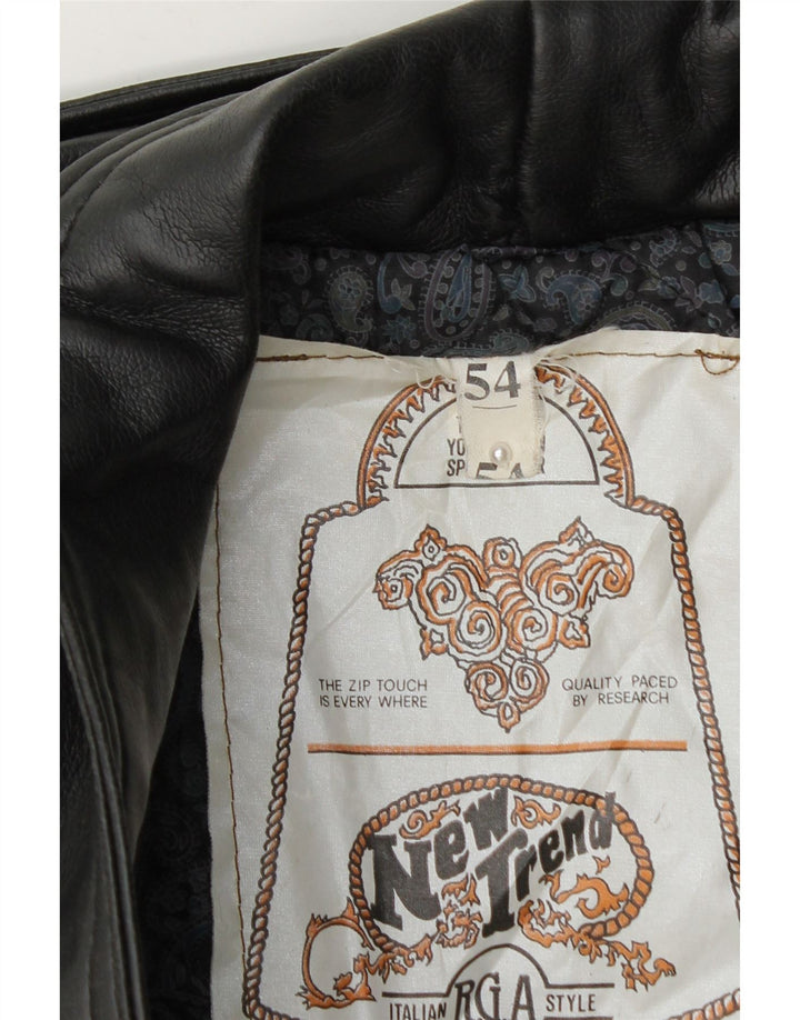 Giacca in pelle da uomo NEW TREND IT 54 2XL Pelle nera