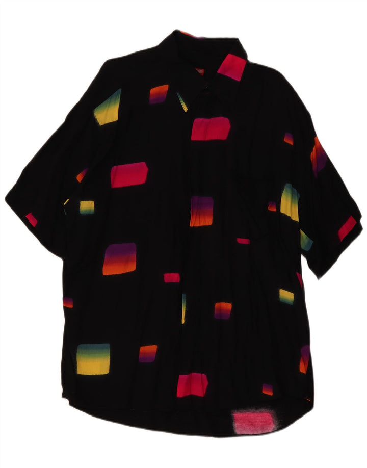 Camicia a maniche corte da uomo Tipo' S 2XL Viscosa geometrica nera