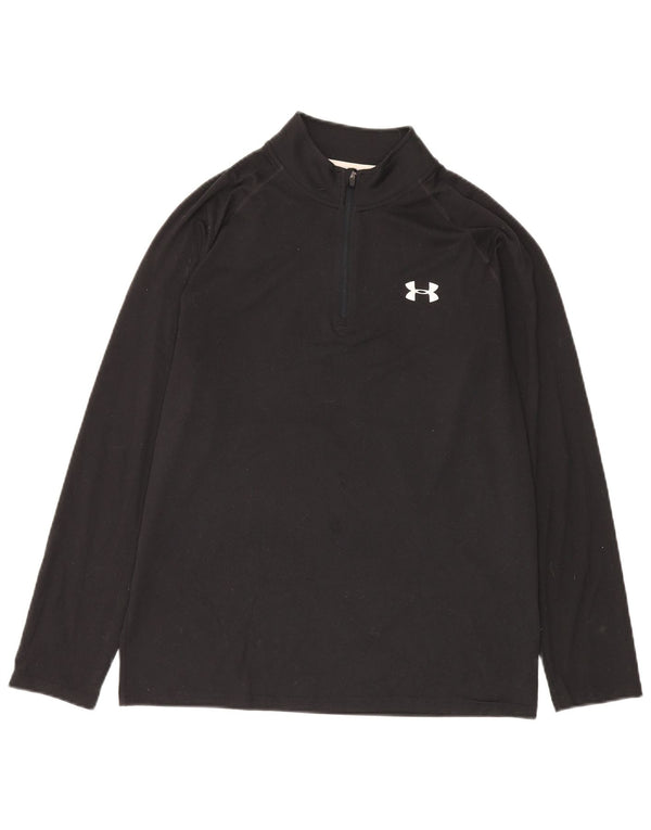 Under Armour Mens Heat Gear Zip Neck Pullover Tracksuit Top Medium Black