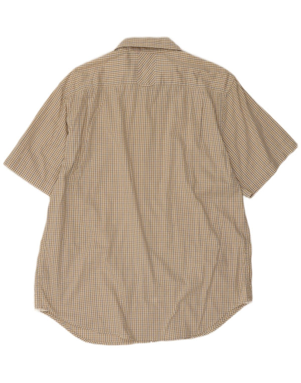 Camicia Guess da uomo a maniche corte XL in cotone a quadretti beige