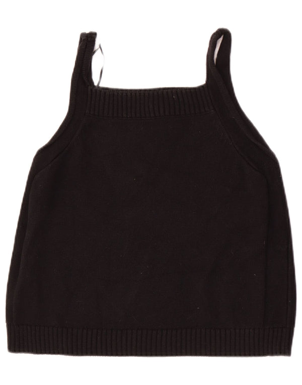 The White Company Top da donna in maglia corta con etichetta da donna UK 12 Cotone nero medio