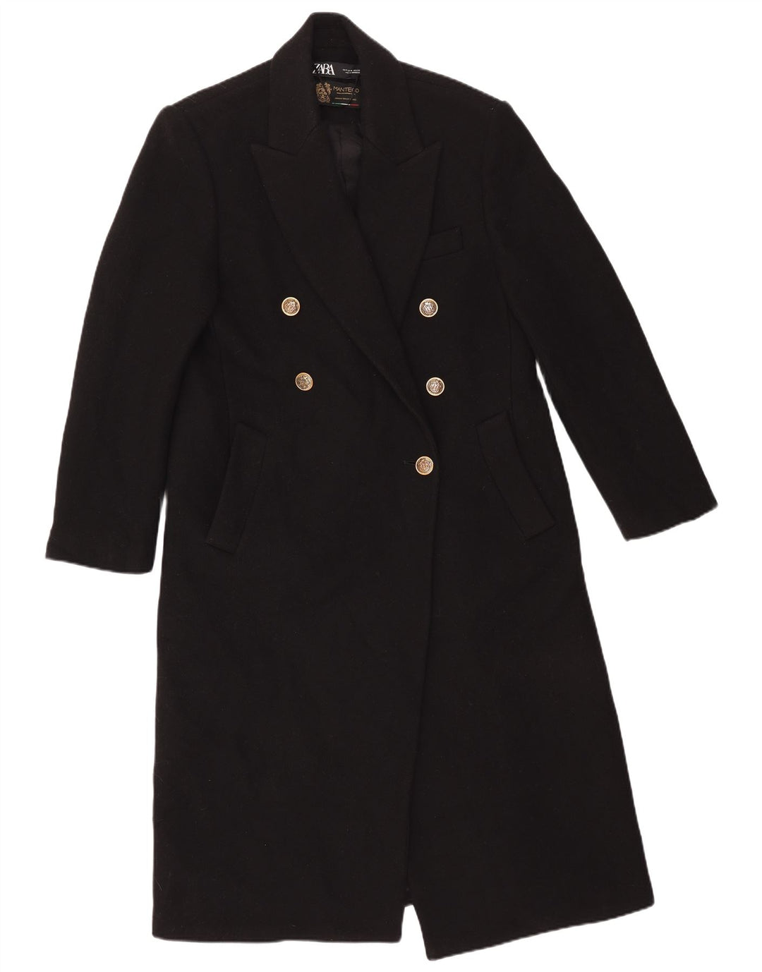 Cappotto doppiopetto Manteco da donna ZARA UK 14 medio in lana nera