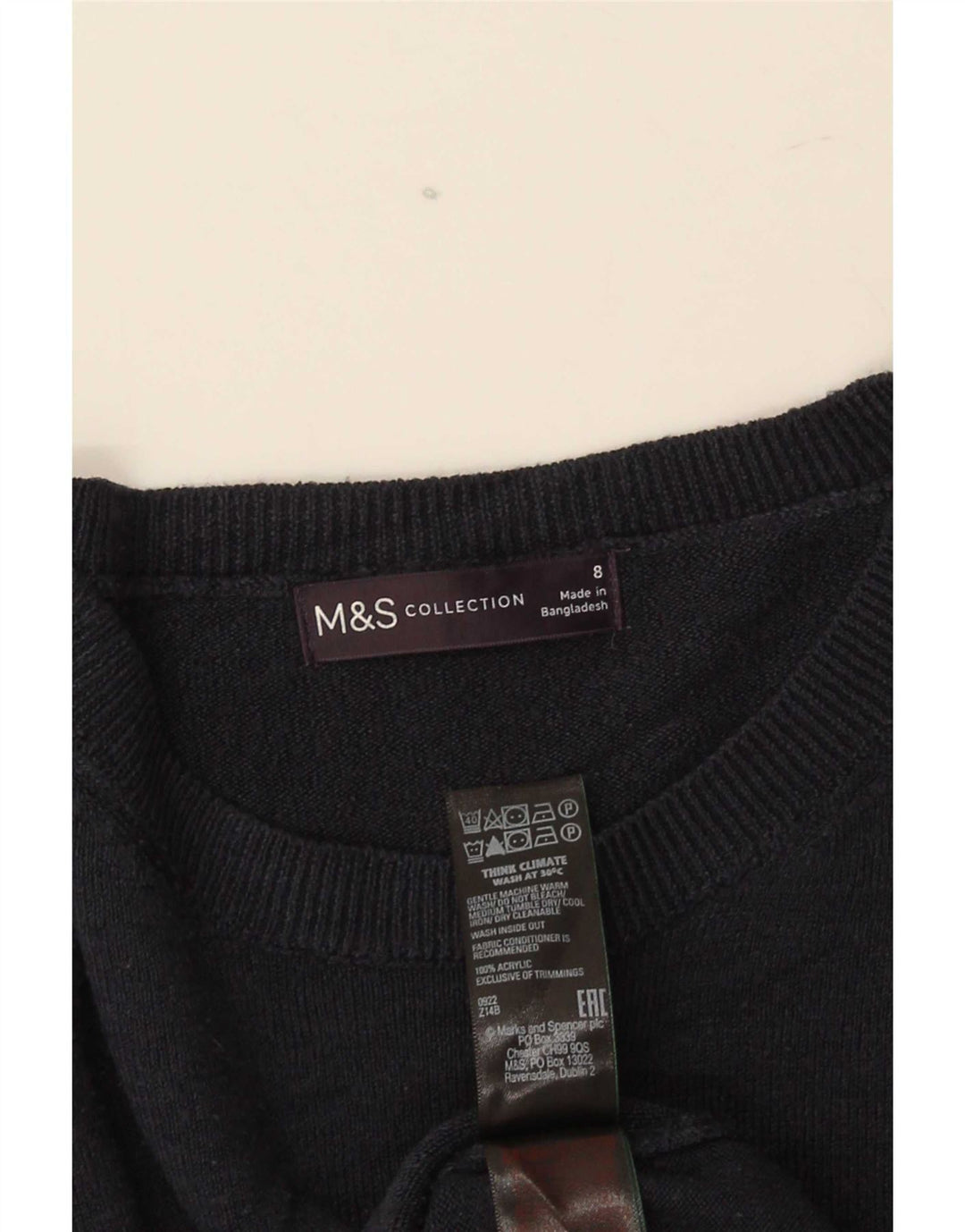 Maglione maglione con scollo a barca da donna Marks & Spencer UK 8 piccolo blu navy