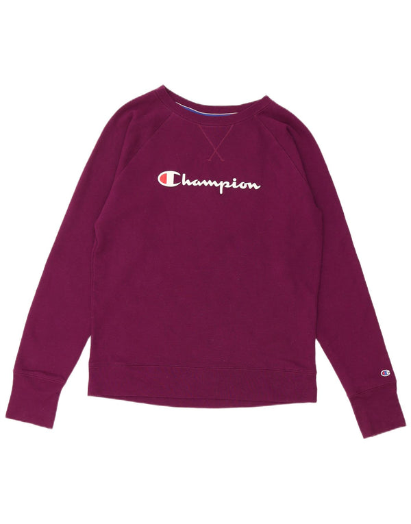 Felpa con grafica da donna Champion, maglione UK 14 medio marrone