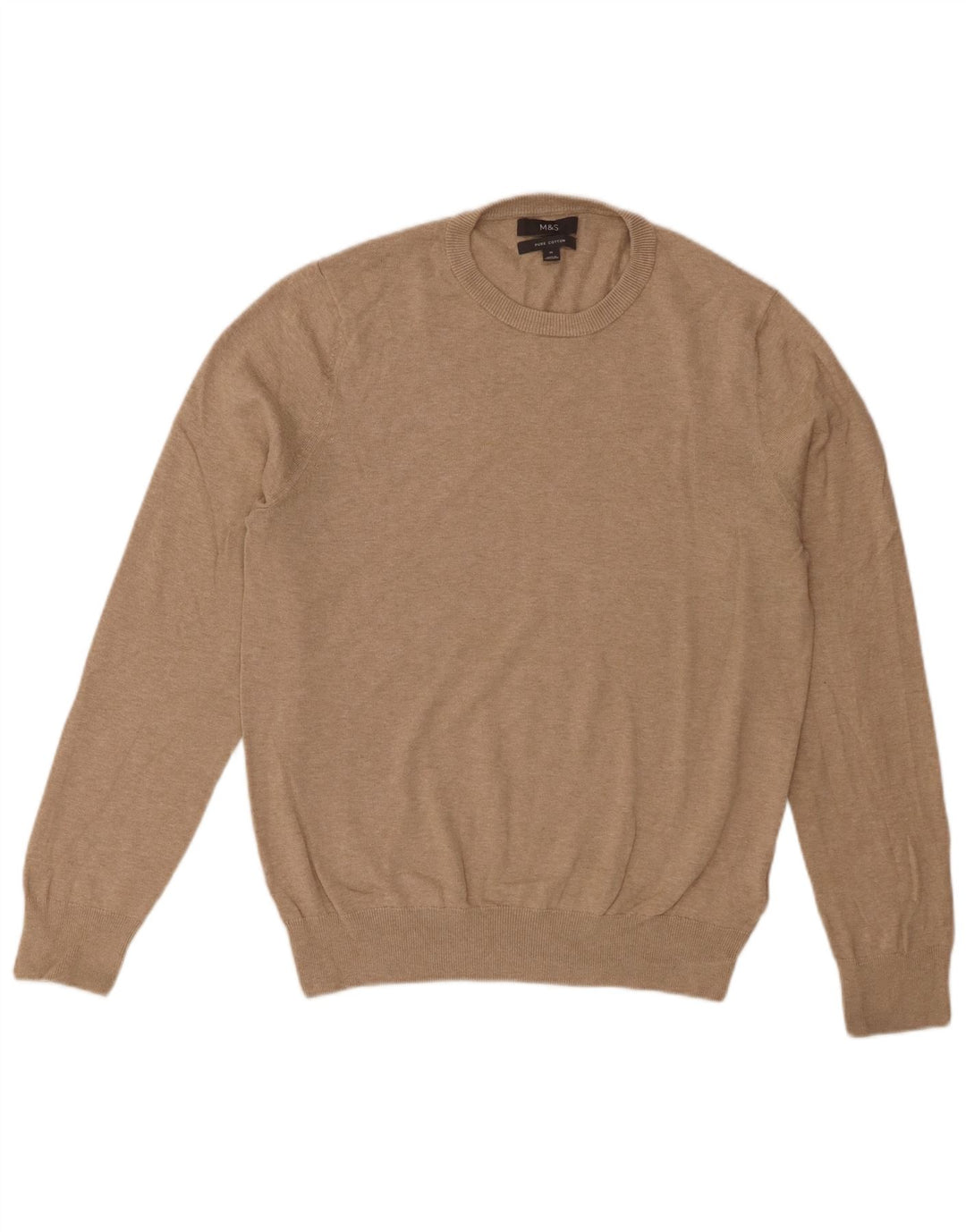 Maglione maglione girocollo da uomo Marks & Spencer in cotone beige medio
