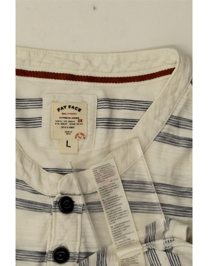 T-shirt da uomo Fat Face Top in cotone a righe bianche grandi