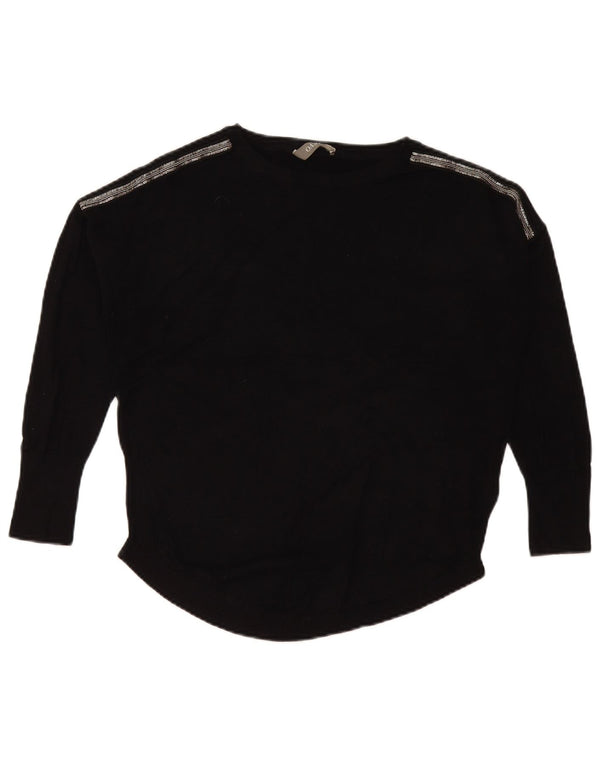 Maglione oversize da donna con scollo a barca Oasis UK 10 piccolo in viscosa nera