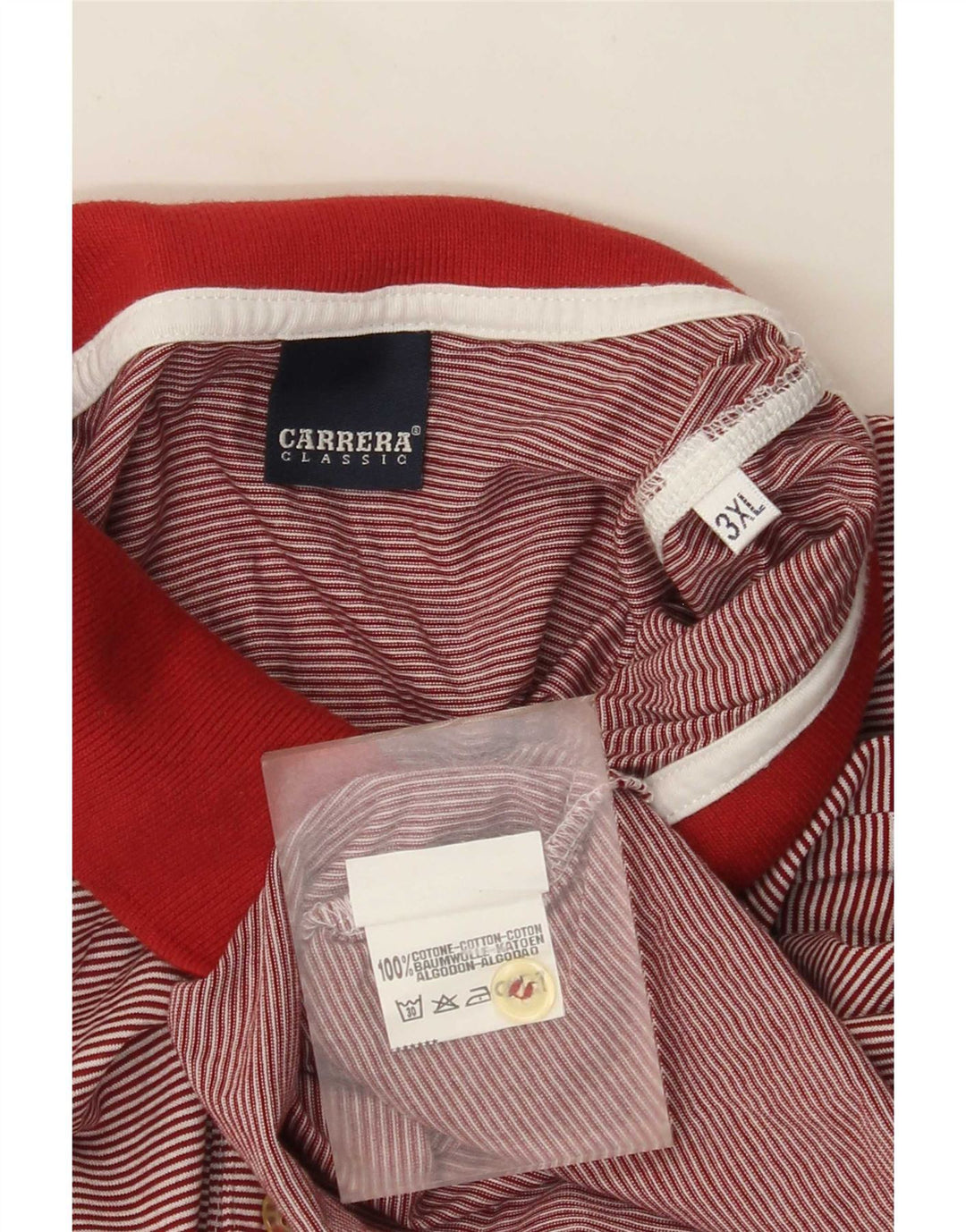 Polo da uomo Carrera 3XL in cotone a righe rosse