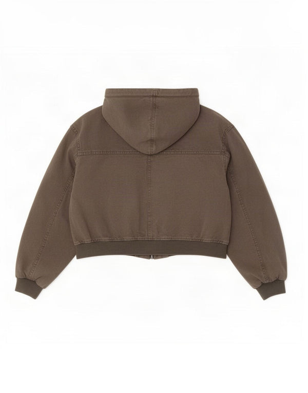 Giubbotto bomber corto da donna Pull & Bear Pacific Republic UK 14 medio cachi